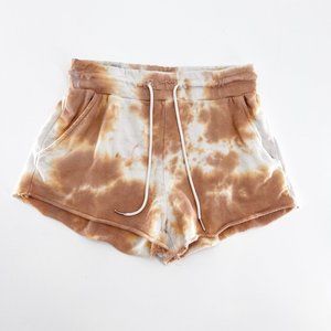 Mate the Label Women's Orange White Tie Dye Casual Drawstring Shorts Size XS